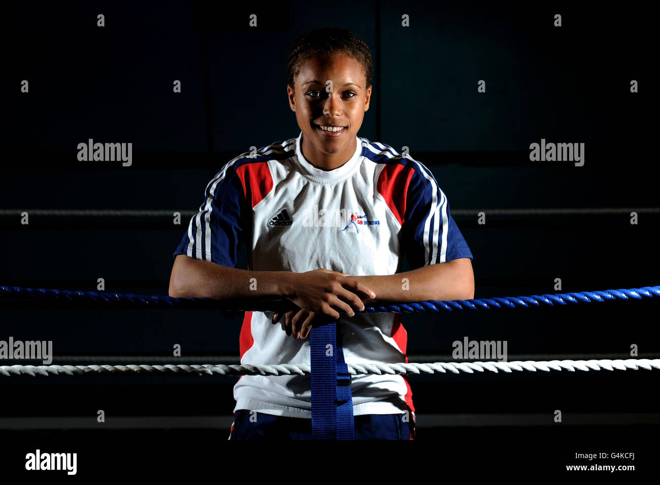 Great Britain's Natasha Jonas during a sparring session during the Womens Amateur Boxing Championships Media Day at the English Institute of Sport, Sheffield. Stock Photo