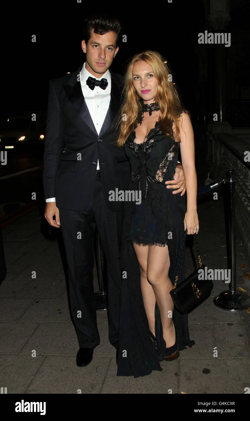 Mark Ronson and his wife Josephine de la Baume arriving for the Perrier-Jouet 200th Birthday party, at Il Bottaccio in central London. Stock Photo