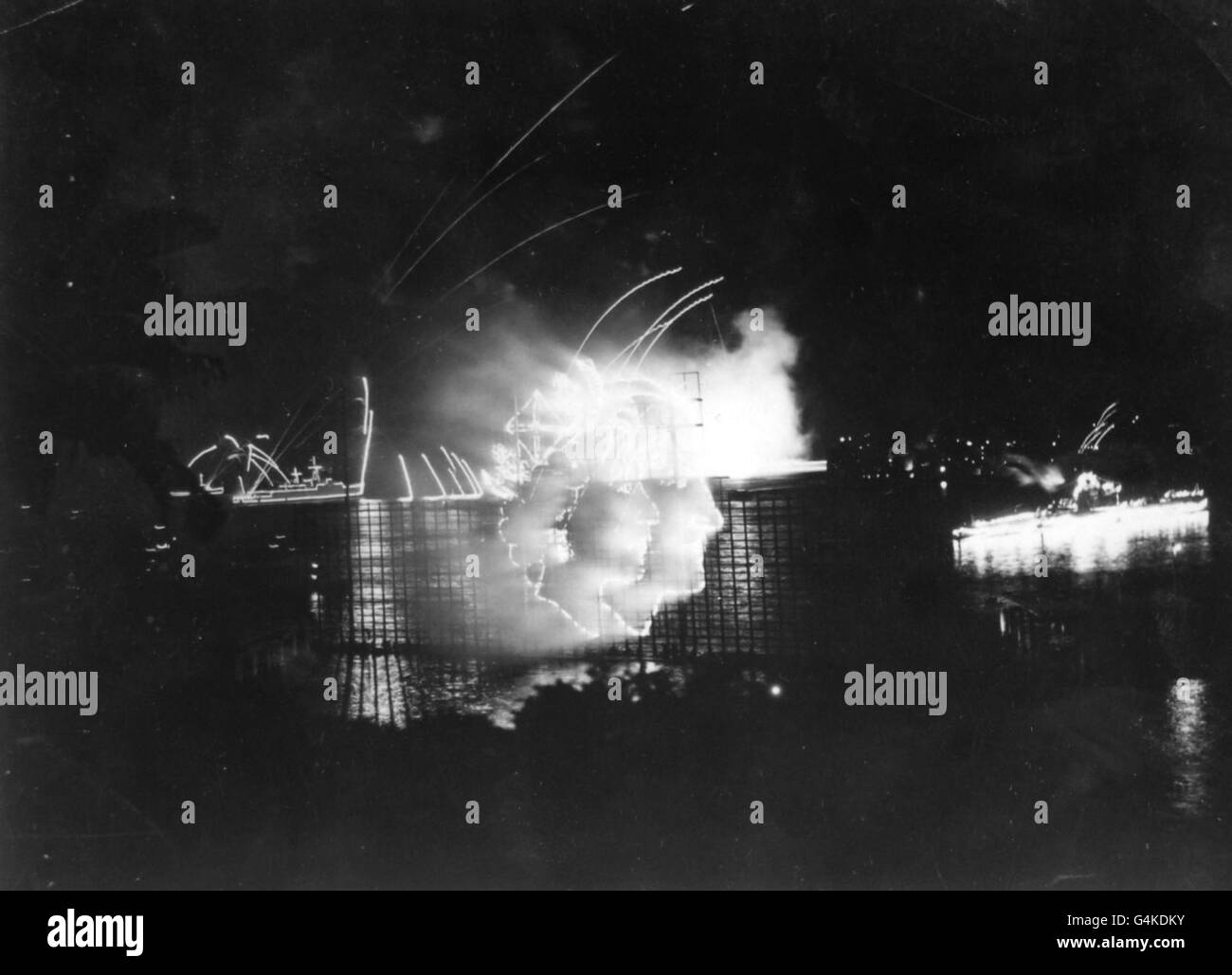 10,000 firework display with which Sydney marked the royal arrival on the Commonwealth tour. Stock Photo