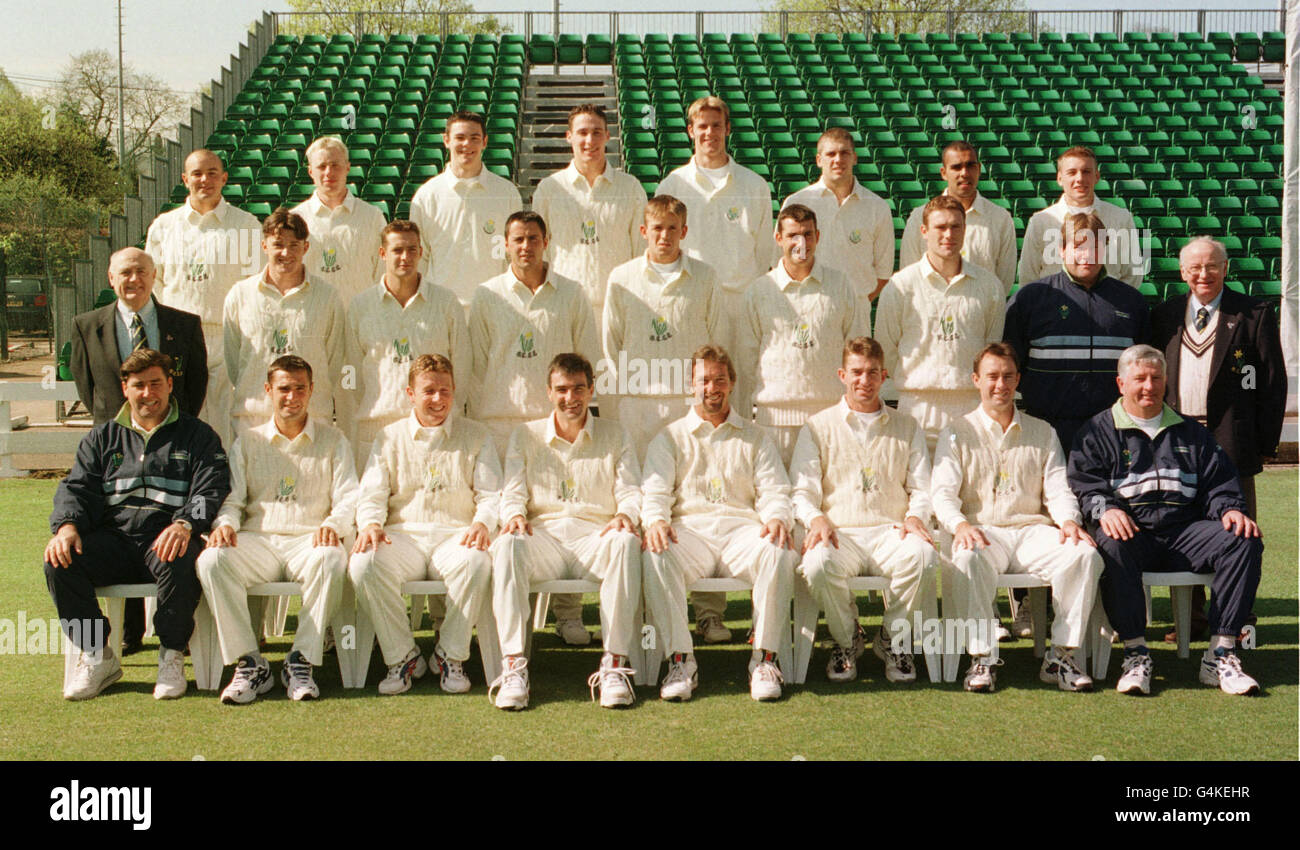 Glamorgan County Cricket Team Pre-Season Photocall Line-Up (Whites). Stock Photo