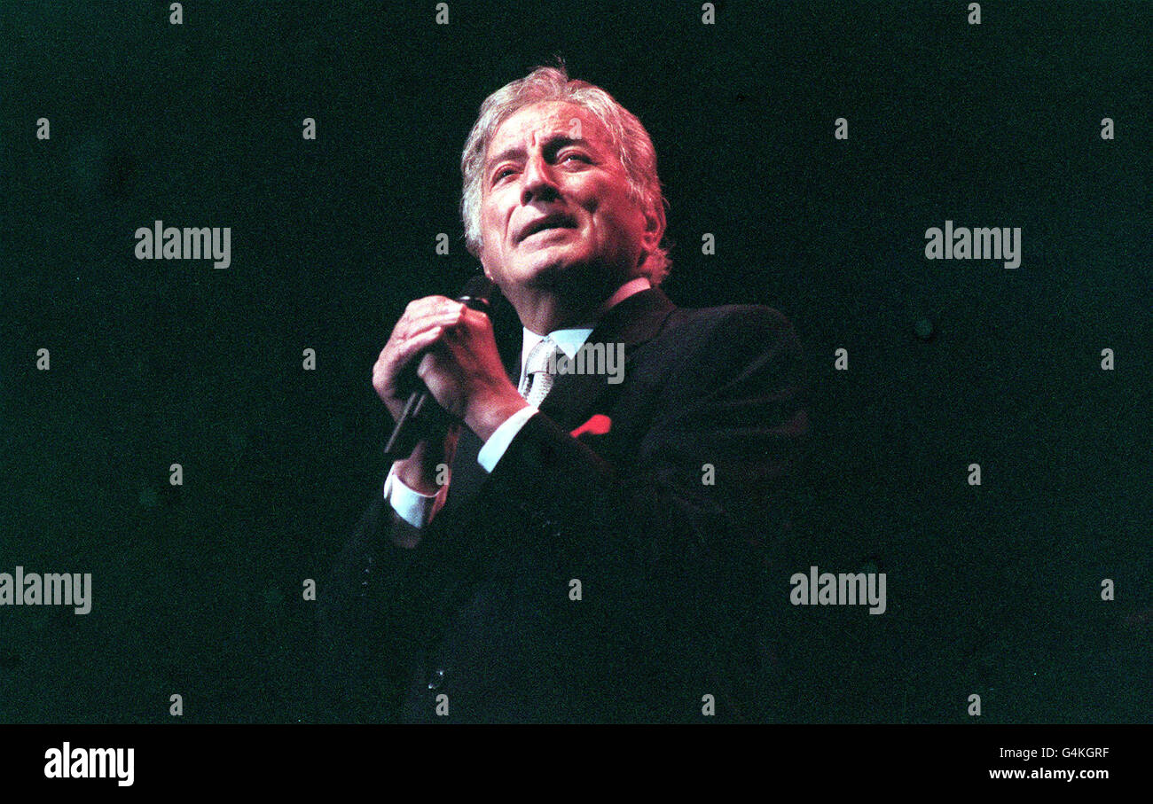 Tony Bennett. American singer Tony Bennett performing on stage in London. Stock Photo