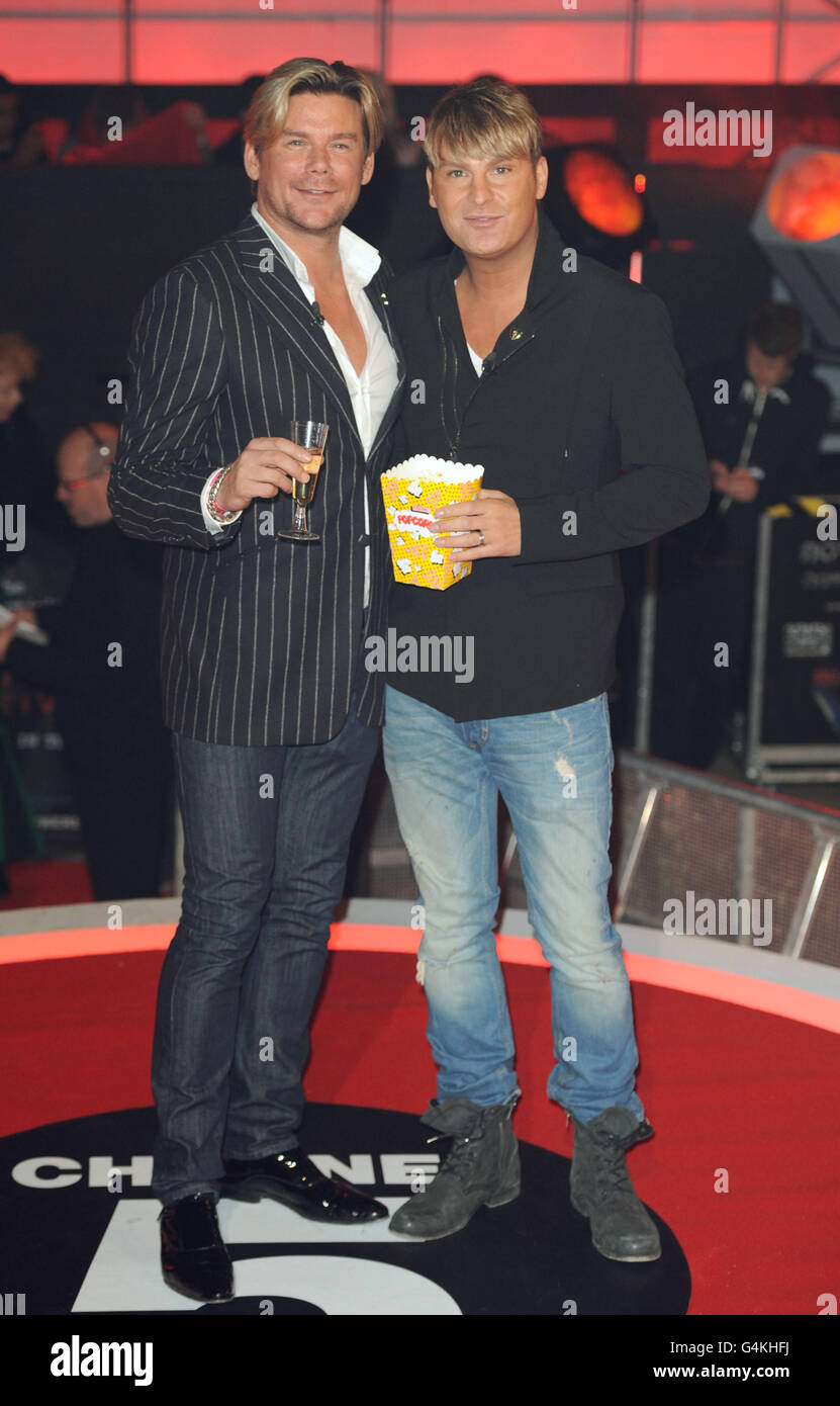 Phil Turner and Gary Cockeril (right) attends the Paranormal Activity 3 world premiere screened the Big Brother House, Borehamwood. PRESS ASSOCIATION Photo. Picture date: Wednesday October 19, 2011. Photo credit should read: Anthony Devlin/PA Wire Stock Photo