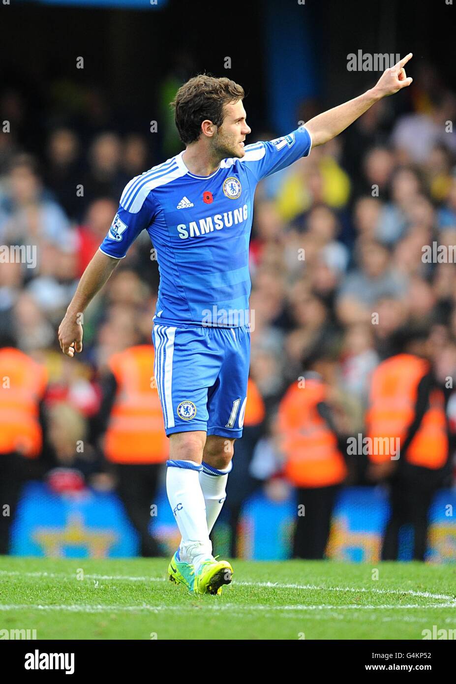 Chelsea's Juan Mata celebrates scoring their third goal of the game Stock Photo