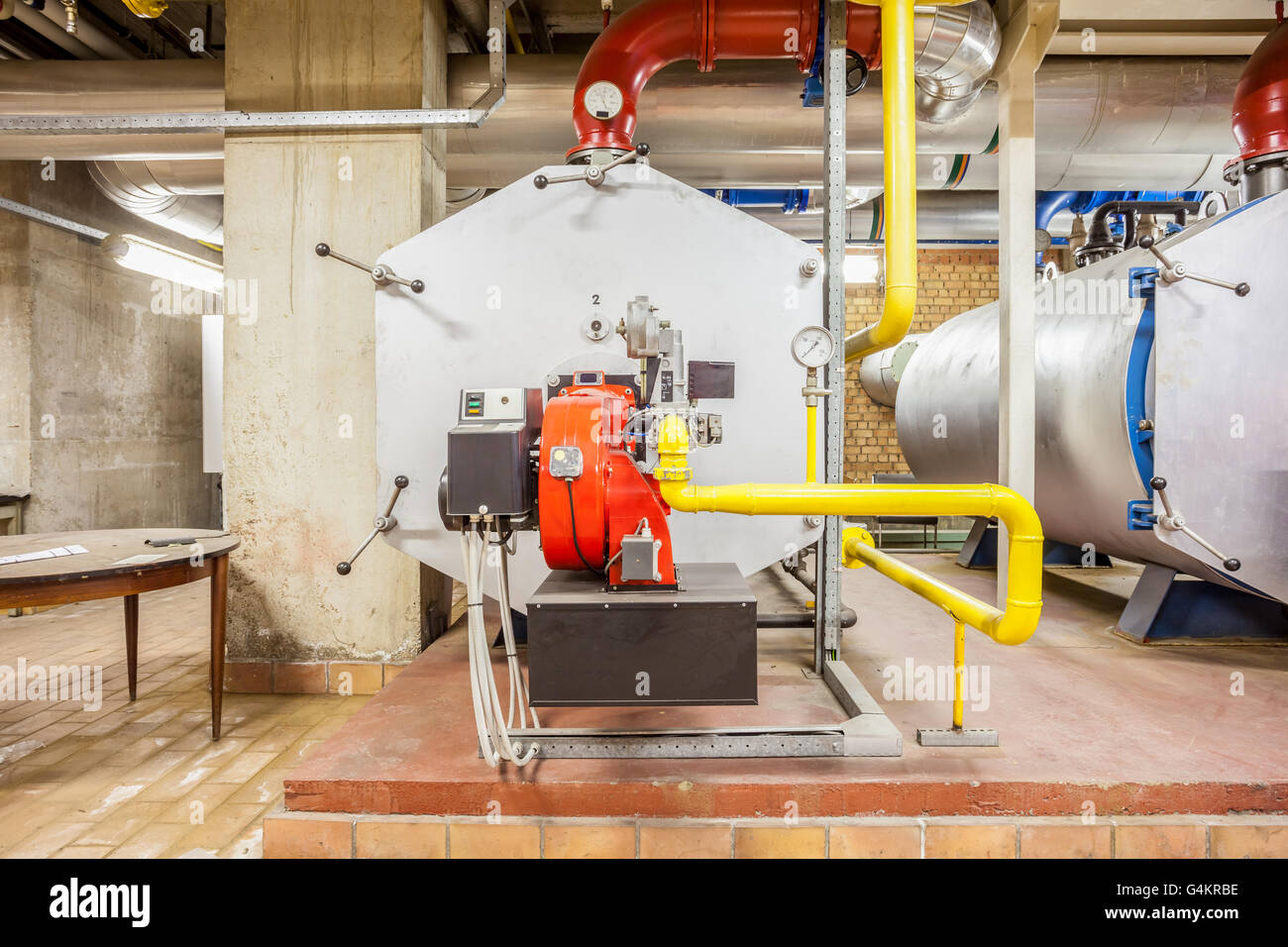 an industrial burner of the heating of the building Stock Photo