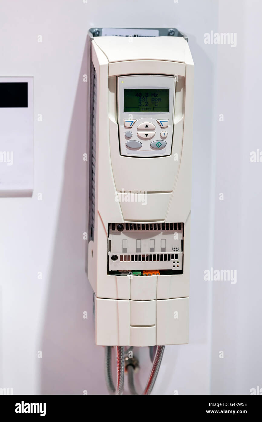 View on advanced industrial control box with switches, new technology