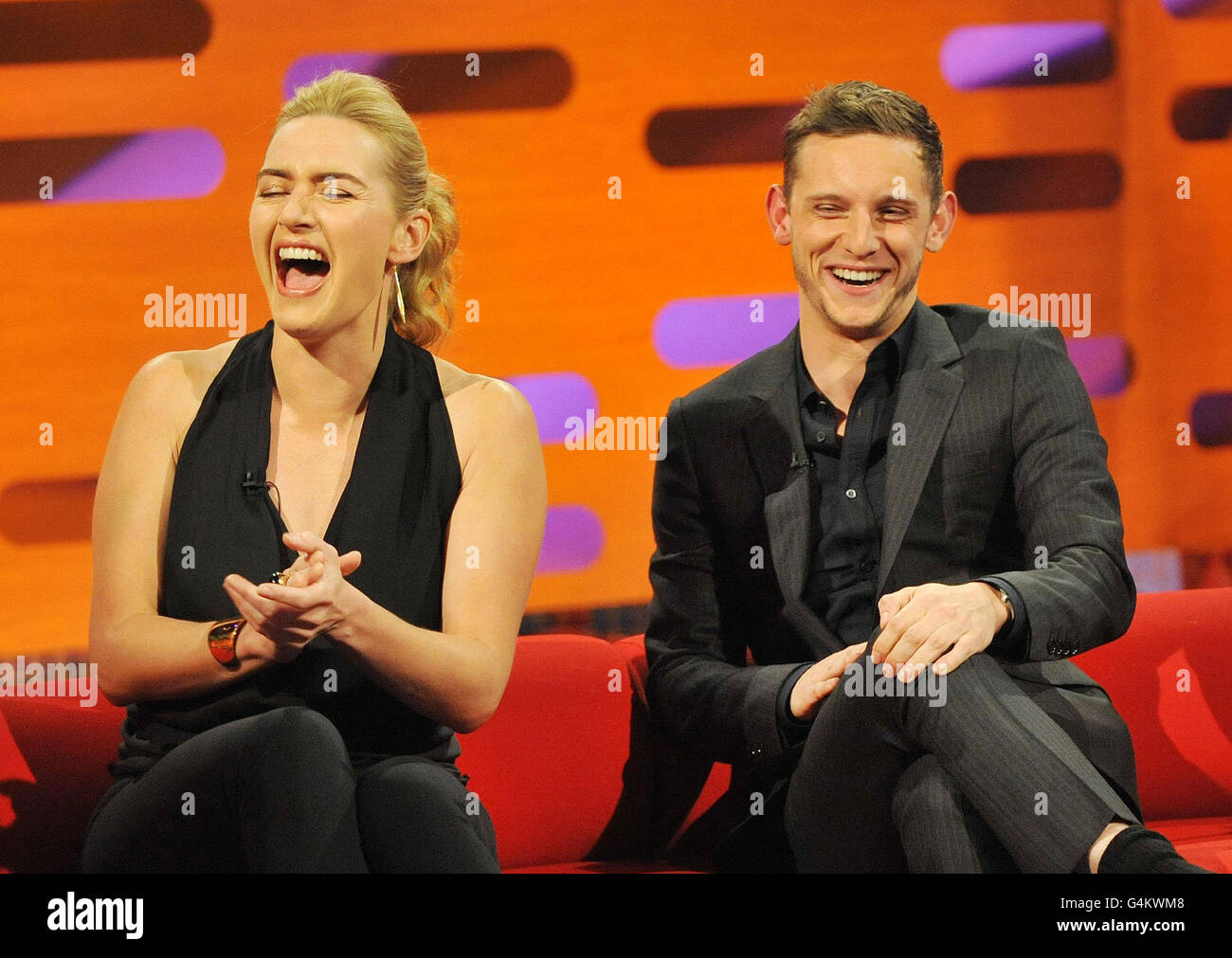 Kate Winslet and Jamie Bell during the filming of the Graham Norton