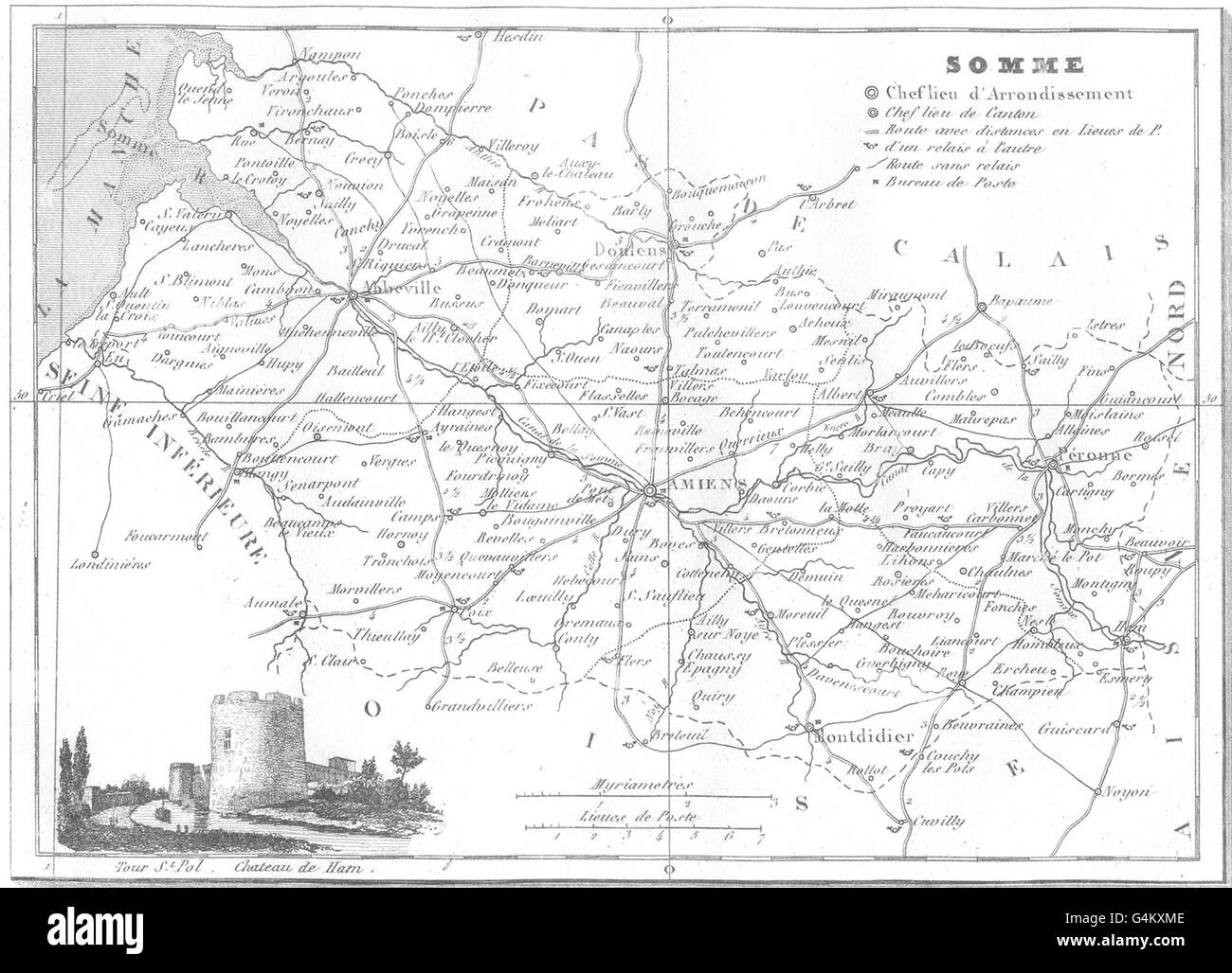 SOMME Département de la Somme, 1835 antique map Stock Photo Alamy