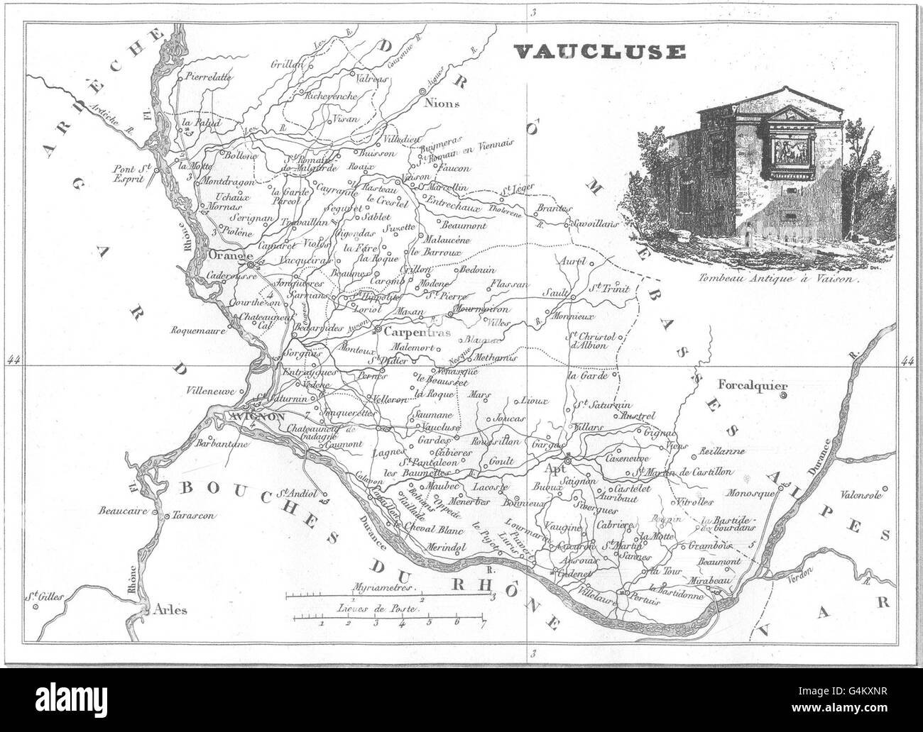 VAUCLUSE: Département du Vaucluse, 1835 antique map Stock Photo - Alamy