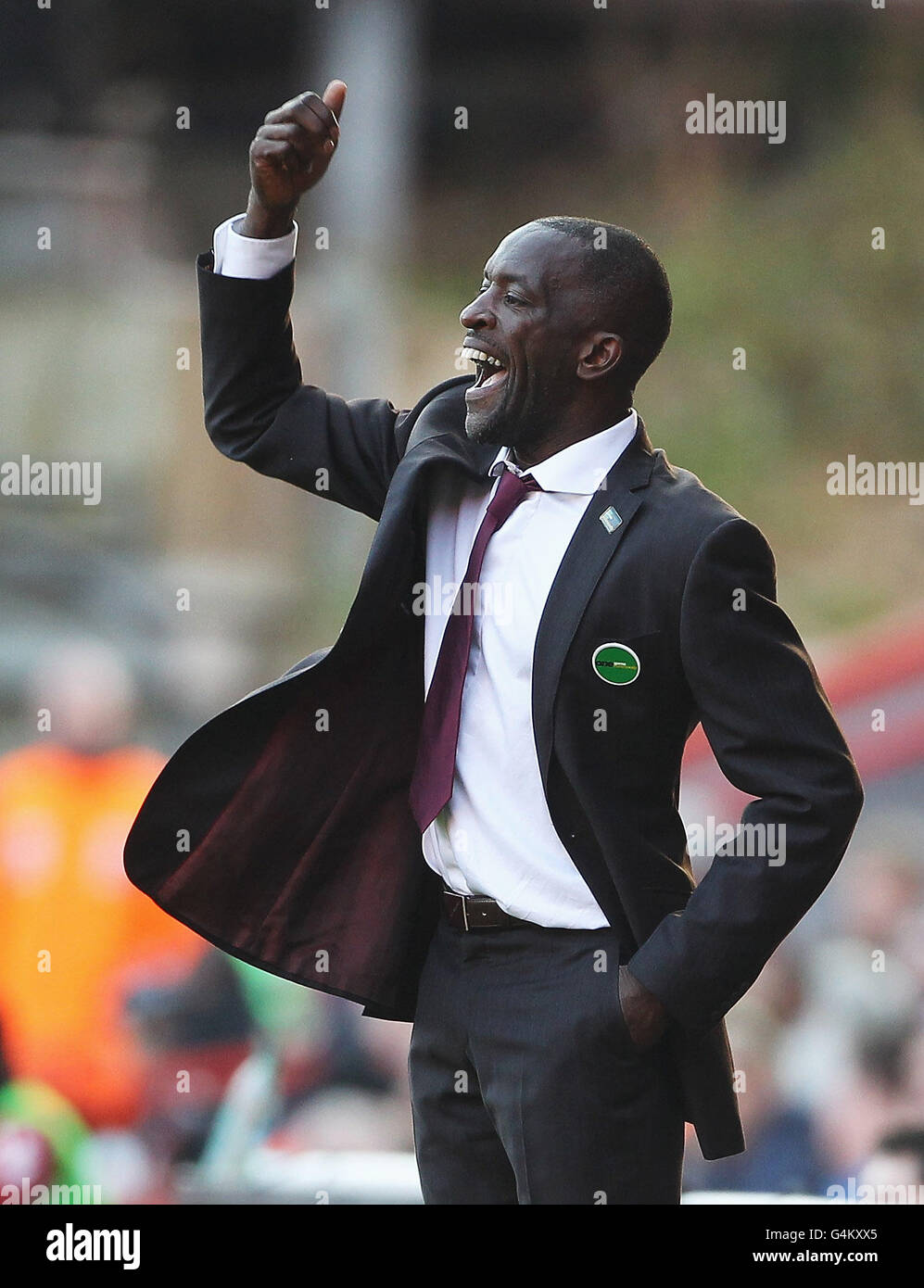 Charlton Athletic manager Chris Powell on the touchline during the npower Football League One match at The Valley, London. Stock Photo