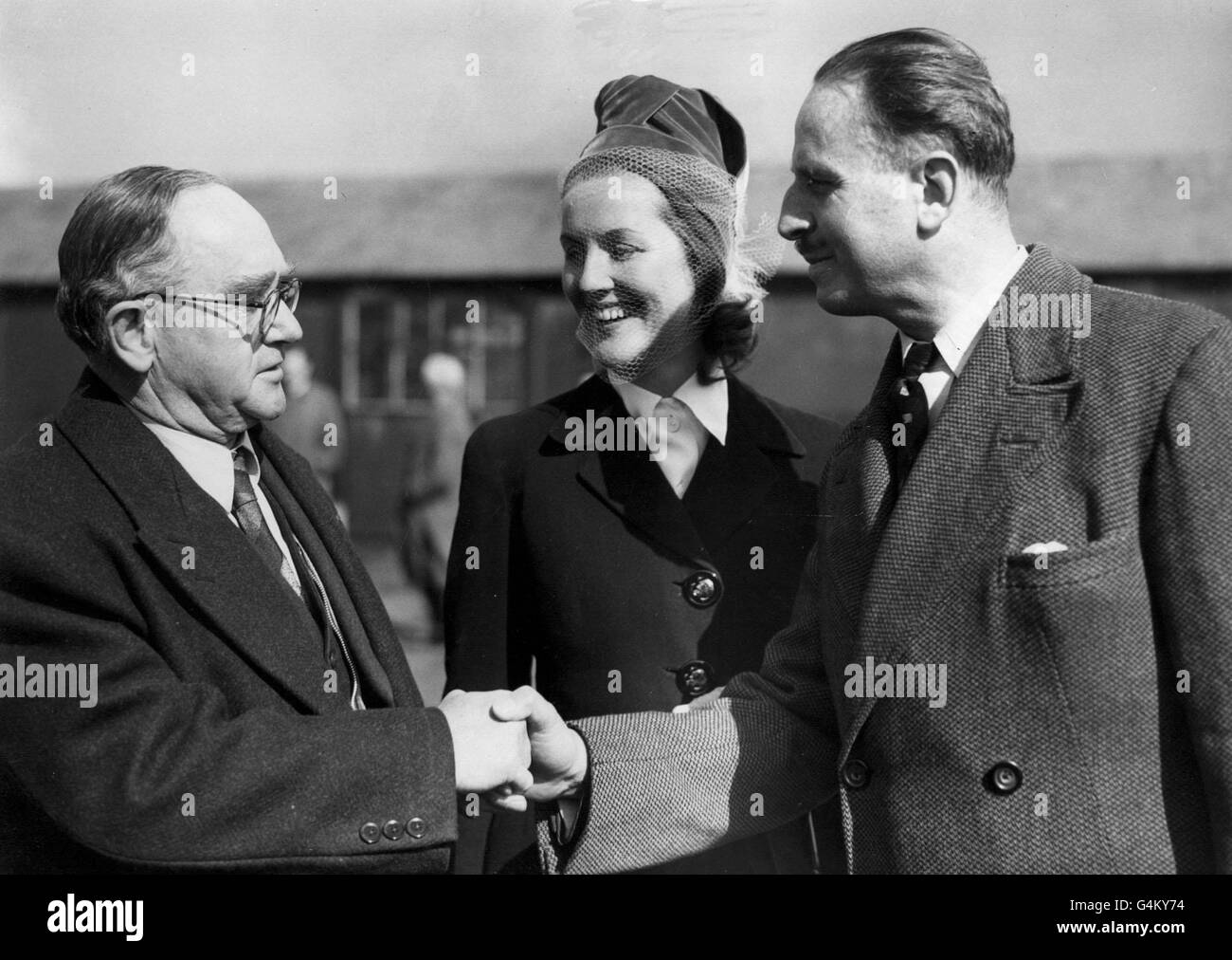 Oswald Pirow,  Sir Oswald Mosley and Lady Diana Mosley: 1948 Stock Photo