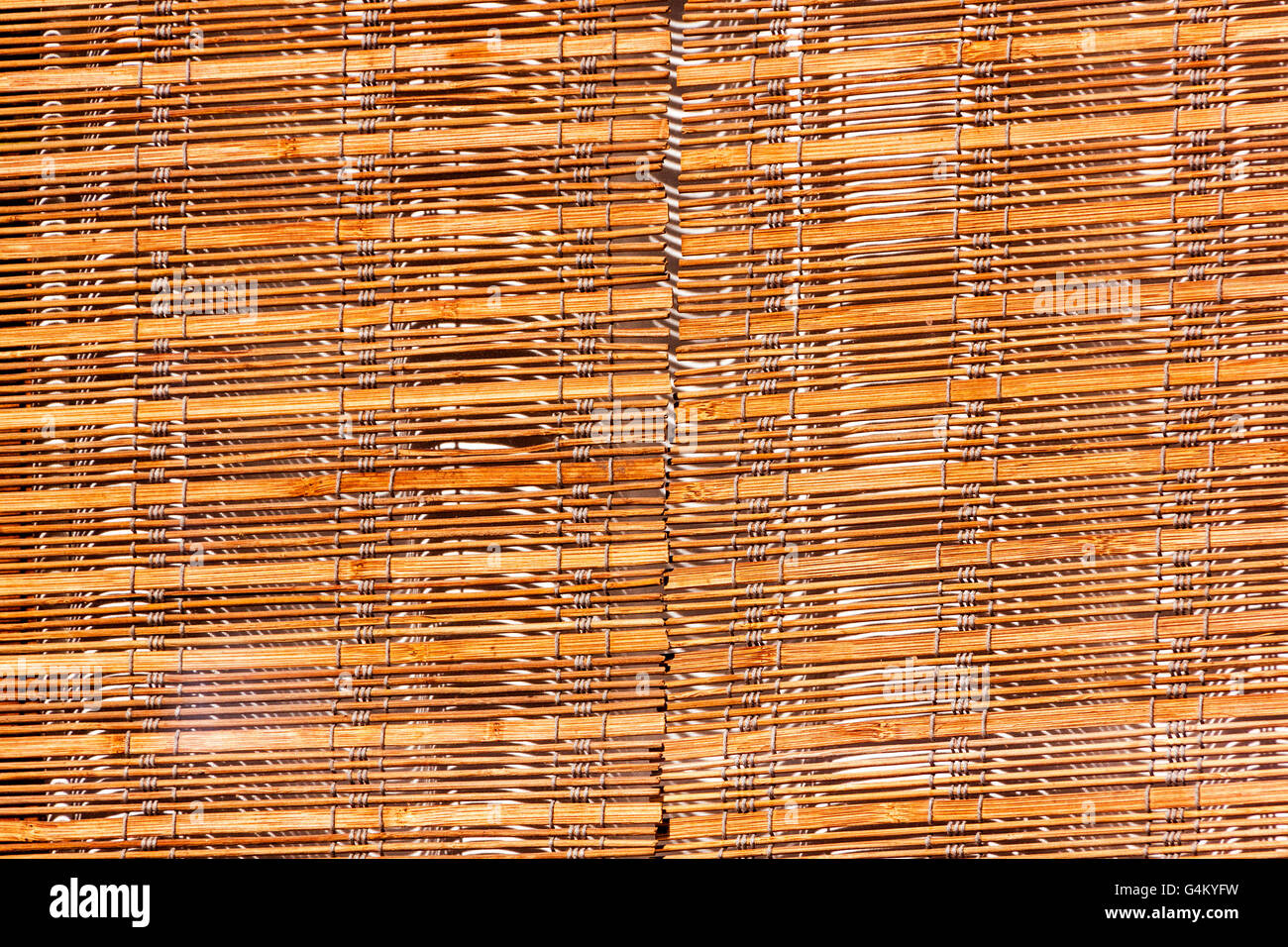 Close up of patterns and textures of brown bamboo blind Stock Photo