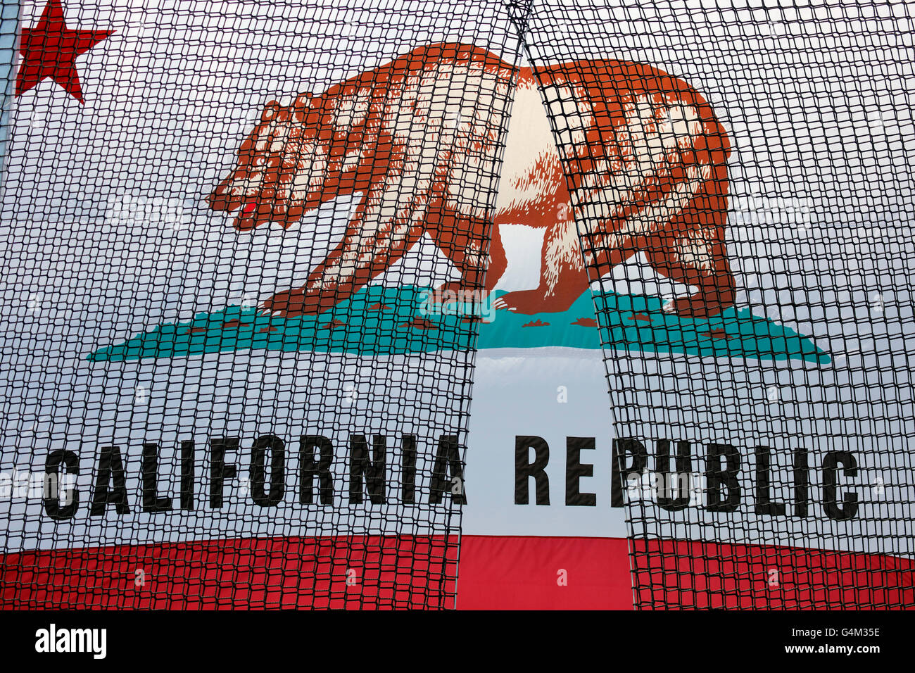 California State Flag with net over it Stock Photo