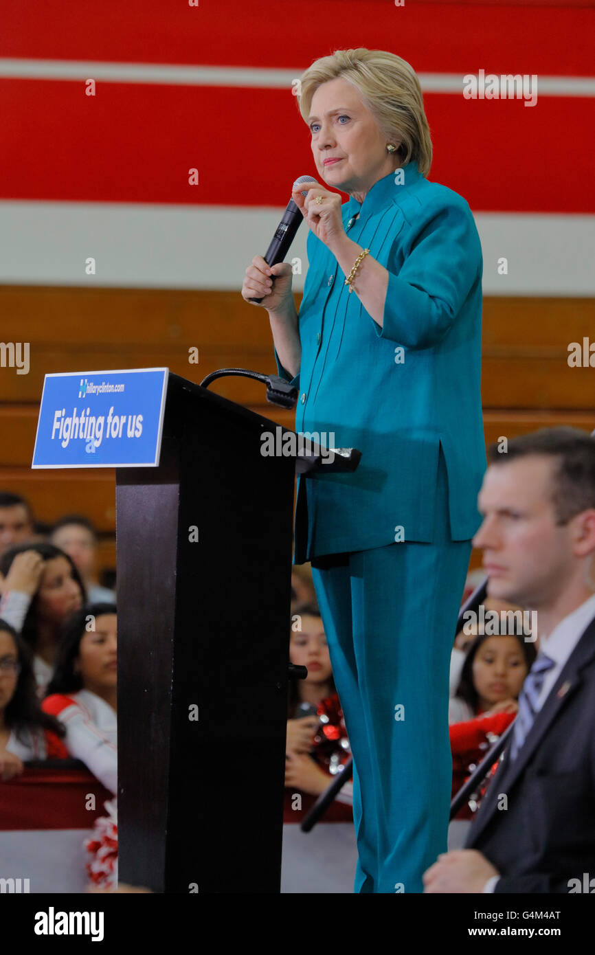 Presidential Candidate Hillary Clinton Campaigns in Oxnard, CA at 'Get out the vote' rally Stock Photo