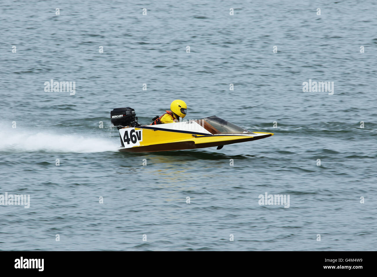 Boat 46V. Outboard Hydroplane boat races. Dayton Record Runs Regatta