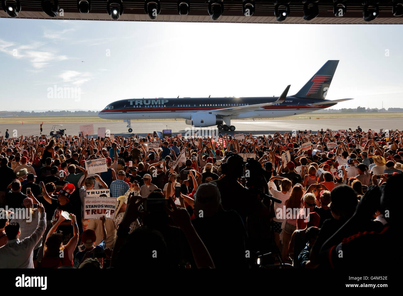 GOP Presidential Candidate Donald Trump Campaigns In Sacramento, California Stock Photo