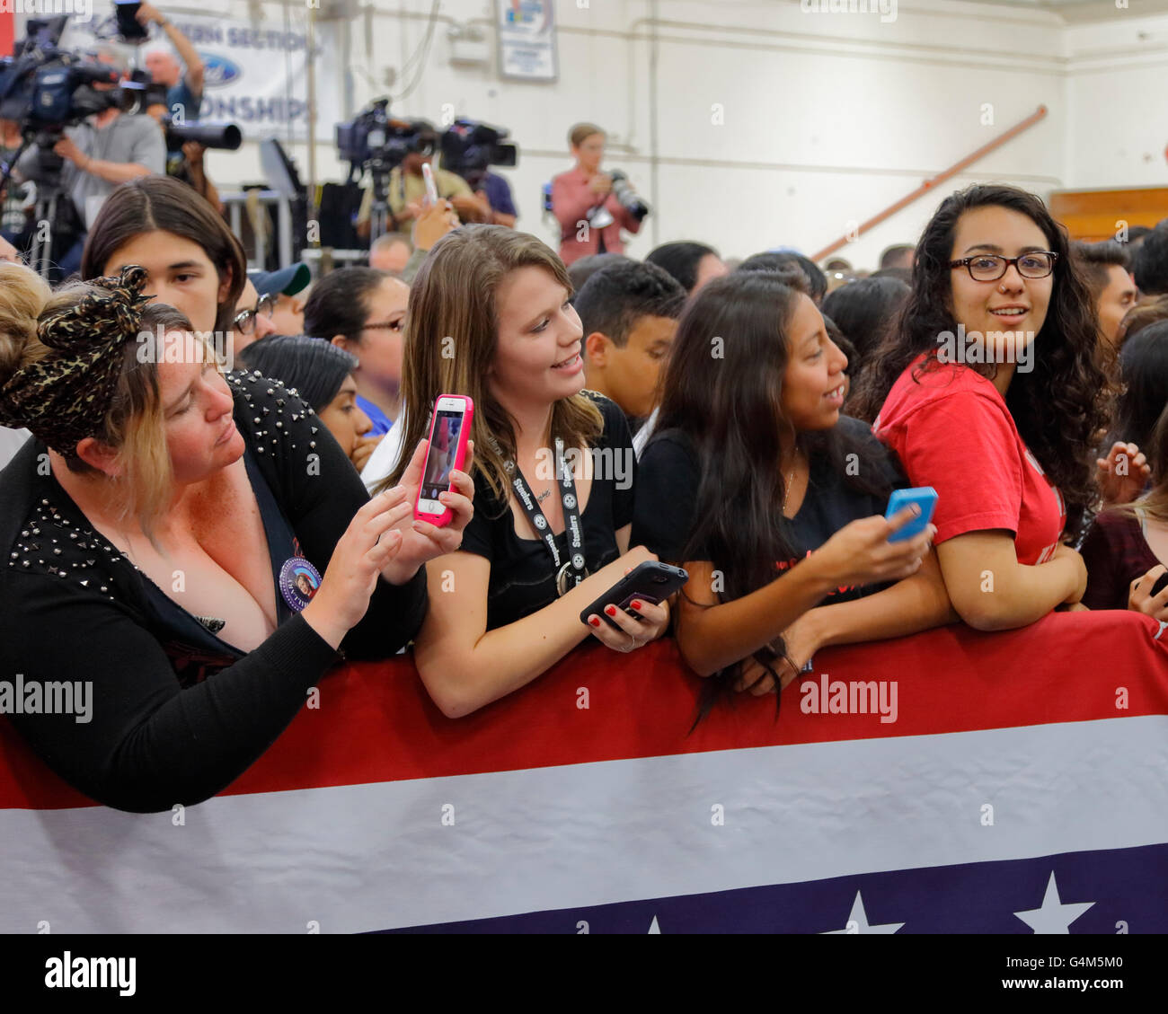 Presidential Candidate Hillary Clinton Campaigns in Oxnard, CA at "Get out the vote" rally Stock Photo