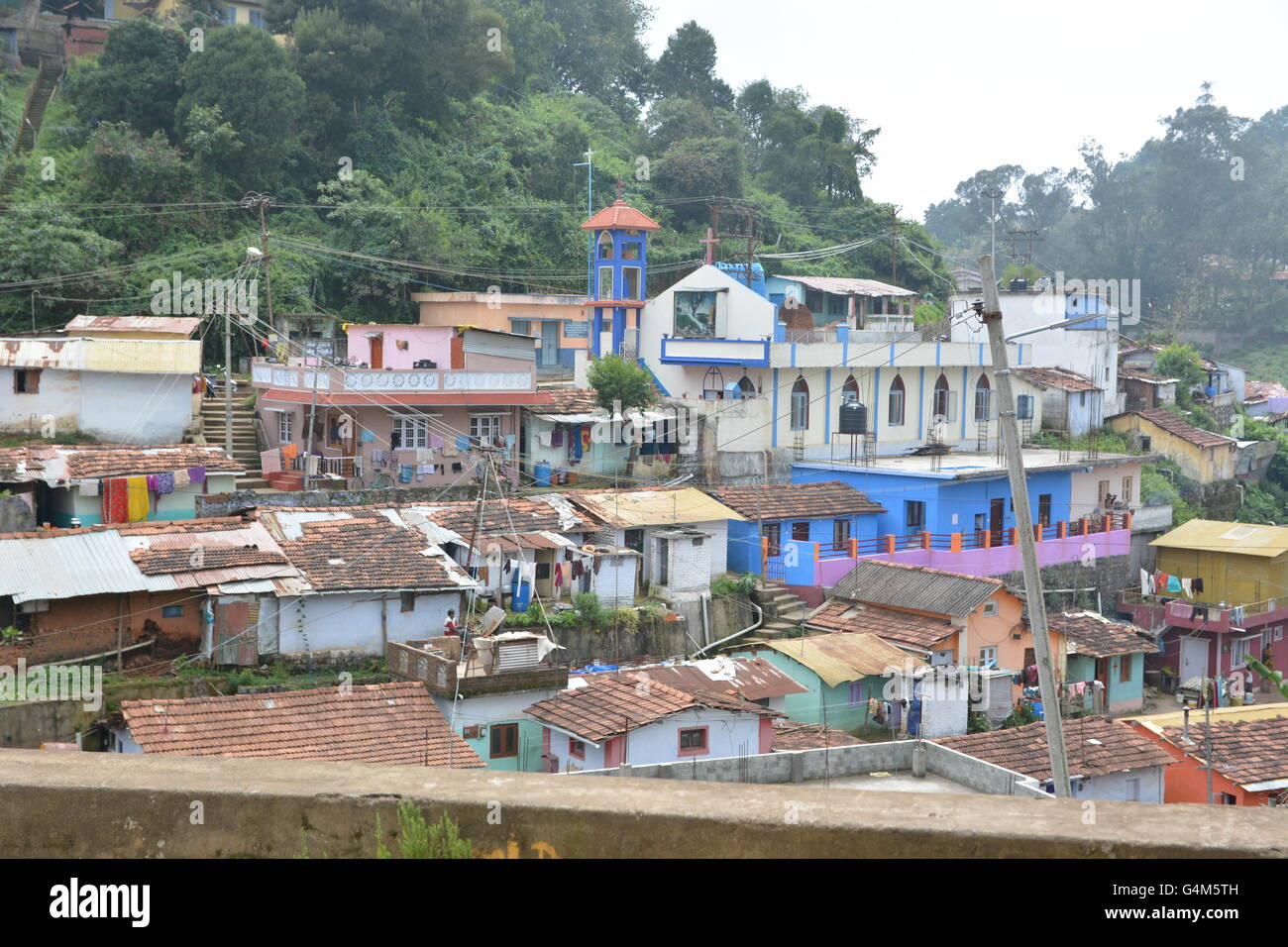 Coonoor, India - October 30, 2015 - View on slum in Coonor, Nilgri Mountains Stock Photo
