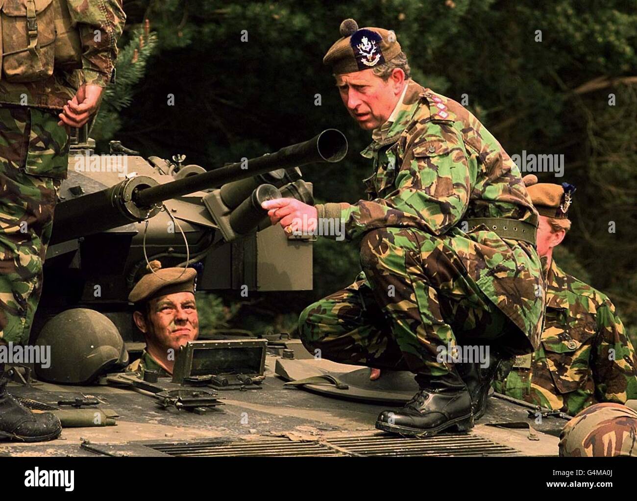 The Prince of Wales visiting soldiers of the 1st Battalion of the ...