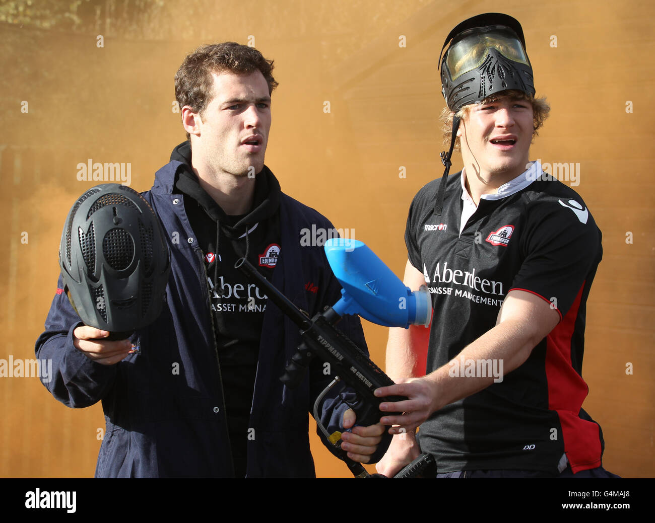 Edinburgh rugby team bonding exercise hires stock photography and