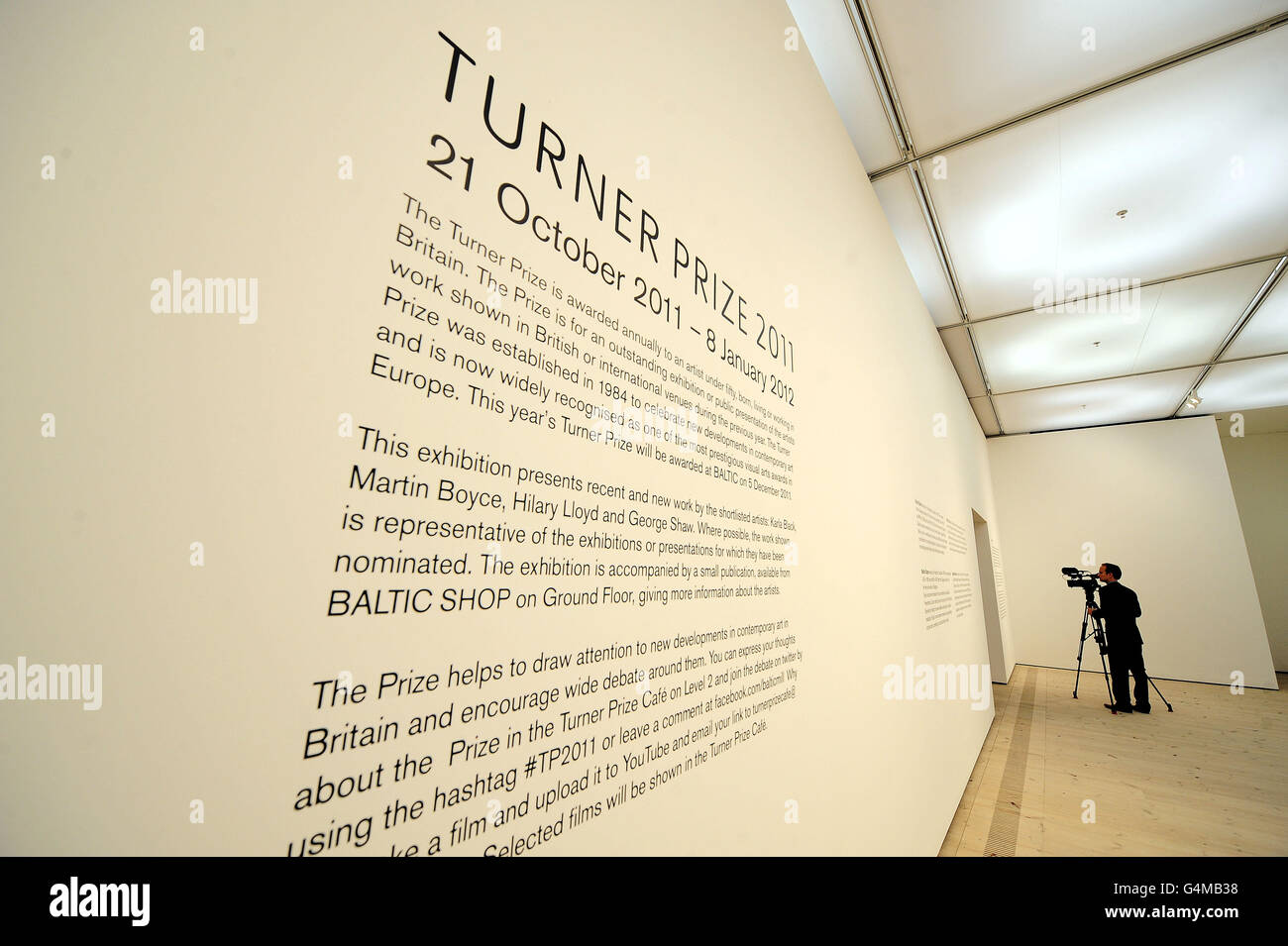 A camera crew films during the press day after the shortlist announcement for Turner Prize 2011 at the BALTIC Centre for Contemporary Art in partnership with Tate. Stock Photo
