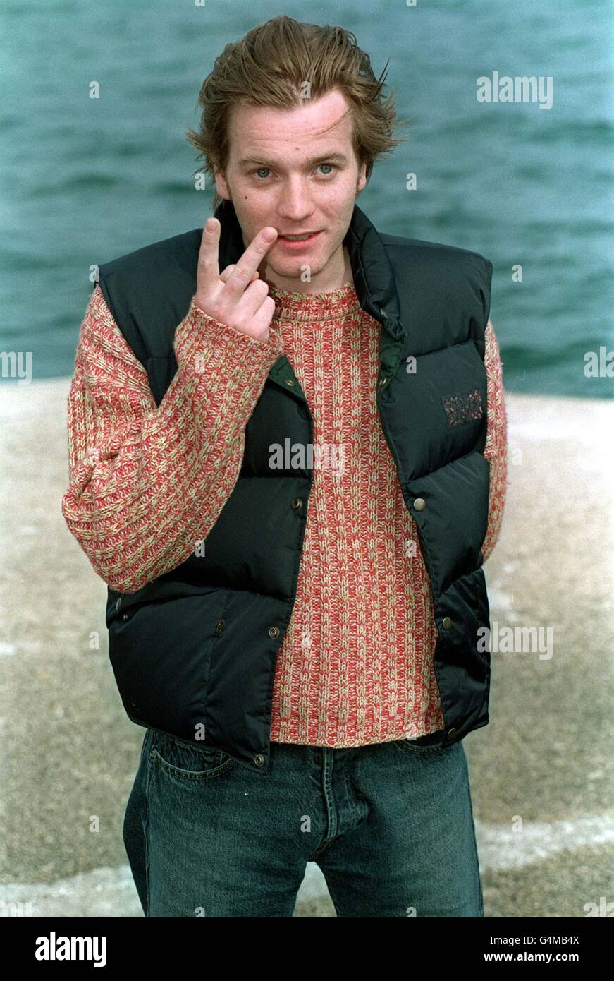 Ewan McGregor at a photocall on the Majestic Beach Pier to promote his new movie 'Nora', in which he takes a co-producer role, produced through his production company Natural Nylon, during the Cannes Film Festival 1999 in France. Stock Photo