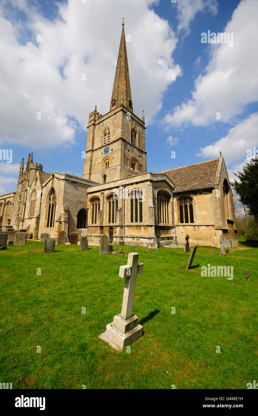 Old English church and cemetery in the English Cotswolds. Stock Photo