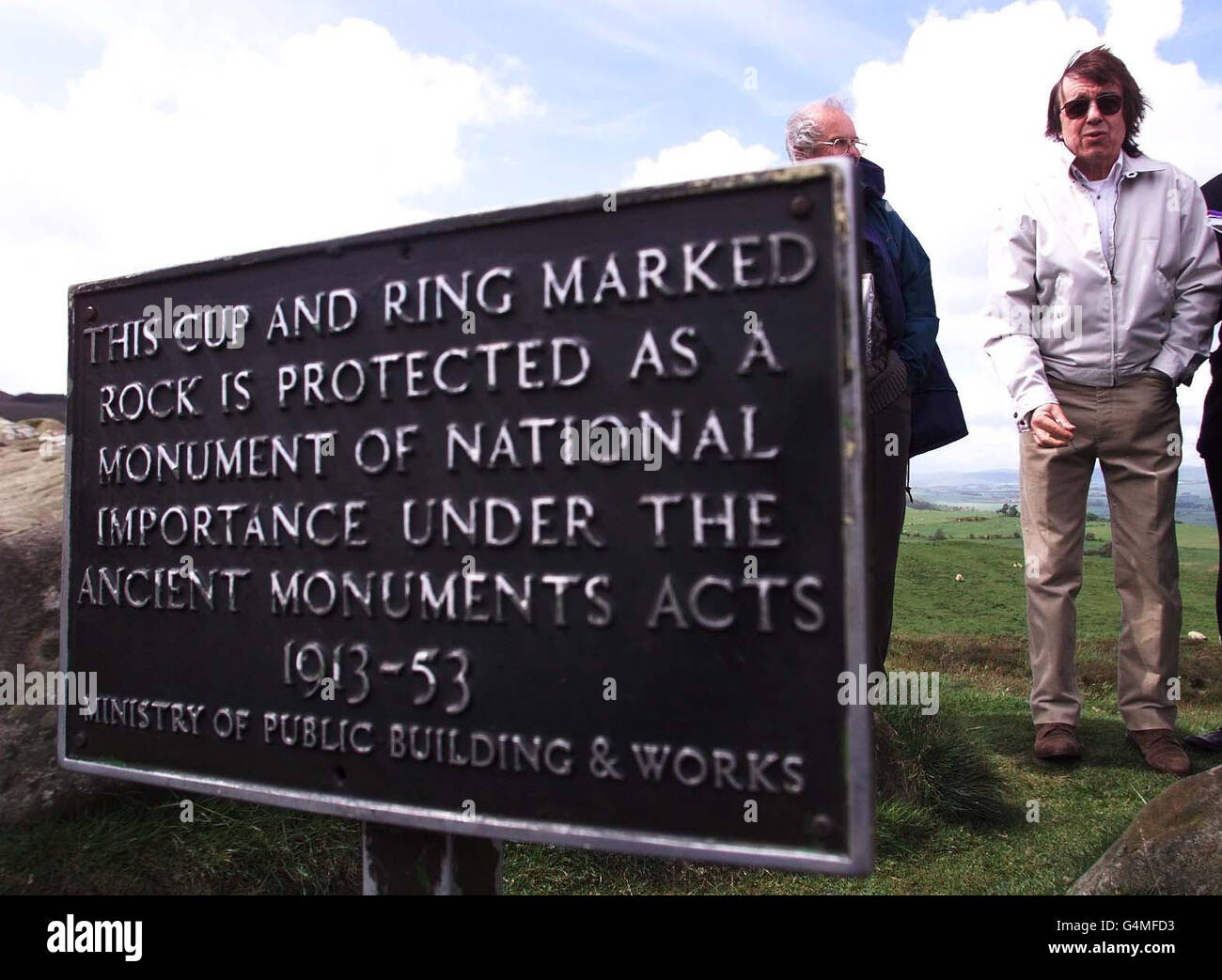 Rock legend Bill Wyman launches the English Heritage Prehistoric Rock Art survey in Lordenshaw, Northumberland. * Rolling Stones guitarist Stock Photo