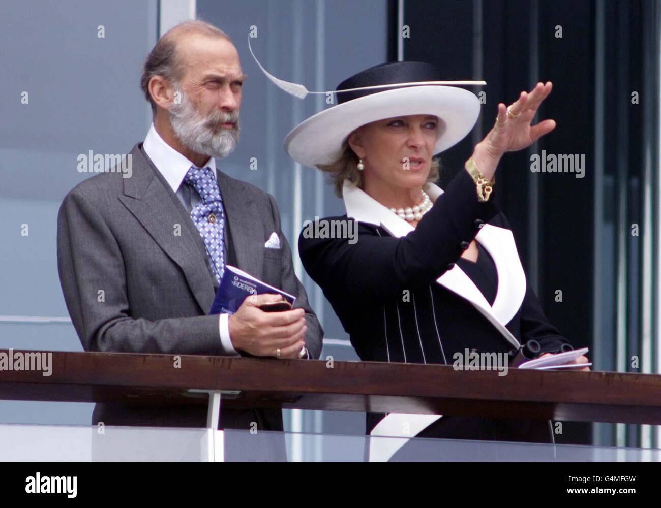 The Prince and Princess Michael of Kent in the Royal Grandstand at Epsom before the Vodafone Derby horserace. Stock Photo