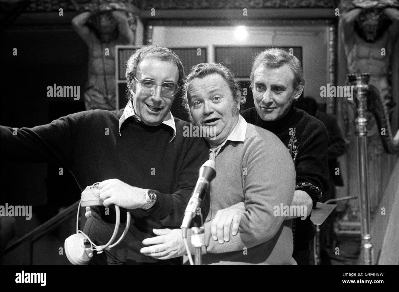 (L-R) Peter Sellers, Harry Secombe and Spike Milligan, the original 'Goons', back together again for the first time in 12 years, especially for the BBC's 50th anniversary celebrations. Stock Photo