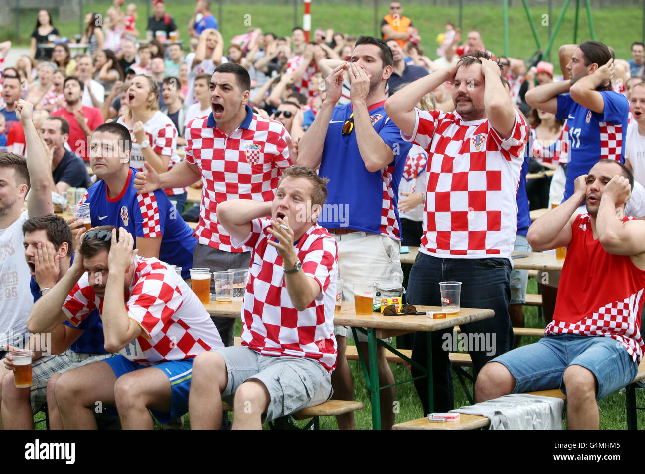Croatian football fans watching EURO 2016 match Czech Republic vs ...