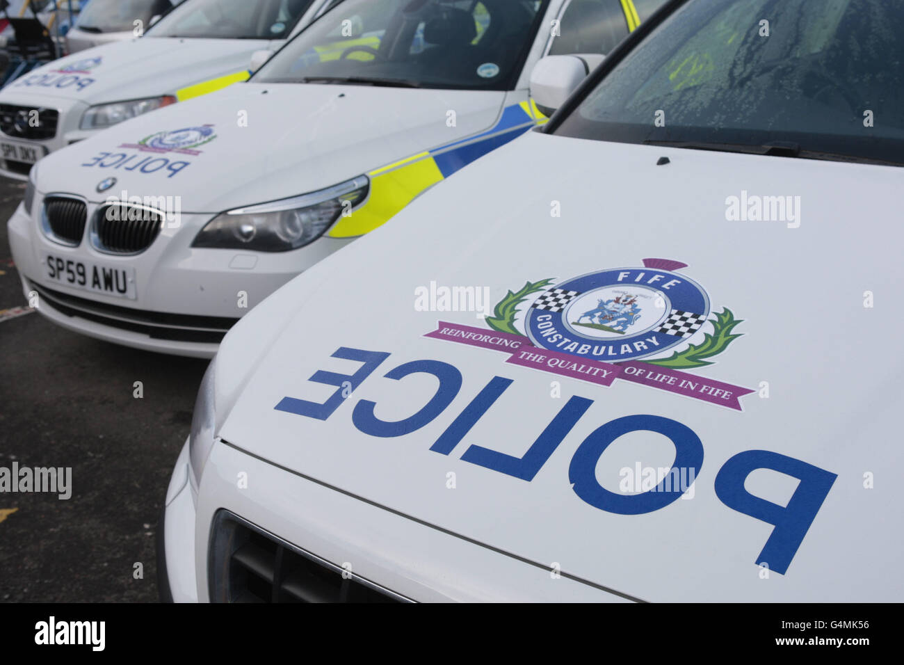 Police cars at Glenrothes Police Station Fife Scotland Stock Photo Alamy