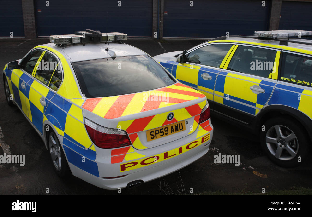 Police Cars At Glenrothes Police Station Fife Scotland High Resolution