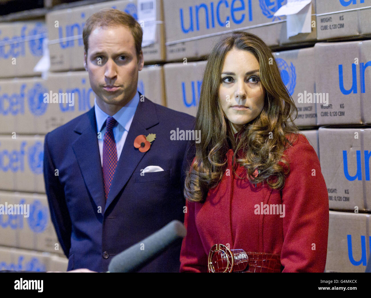 The Duke and Duchess of Cambridge during their visit to the UNICEF Supply Division Centre, as they took part in their first joint humanitarian mission. Stock Photo