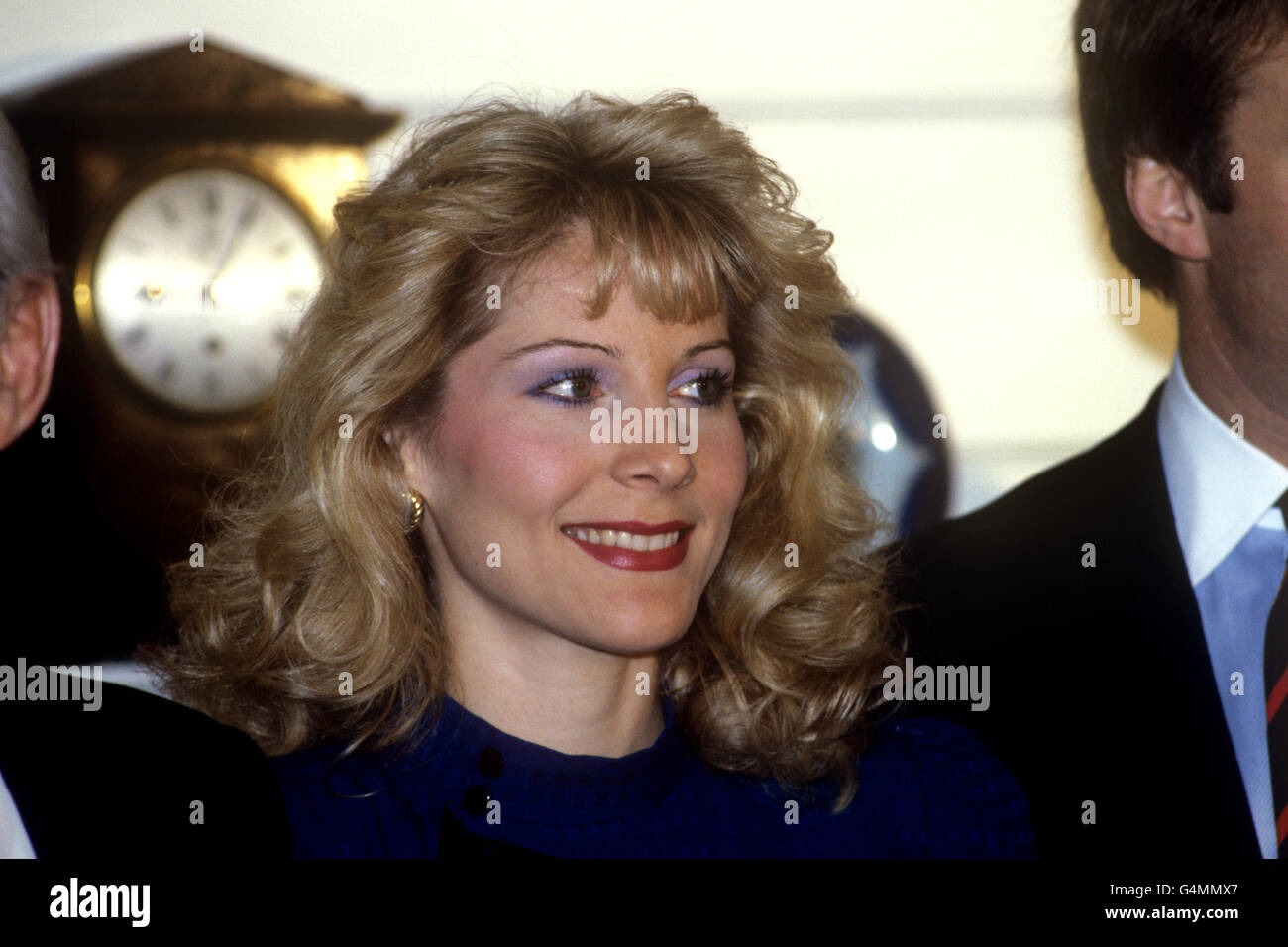 Miss Diane Burgdorf, daughter of American millionaire car dealer Theodore C. Burgdorf, at 10 Downing street following the announcement that she is engaged to Mark Thatcher, son of Prime Minister Margaret Thatcher. Stock Photo