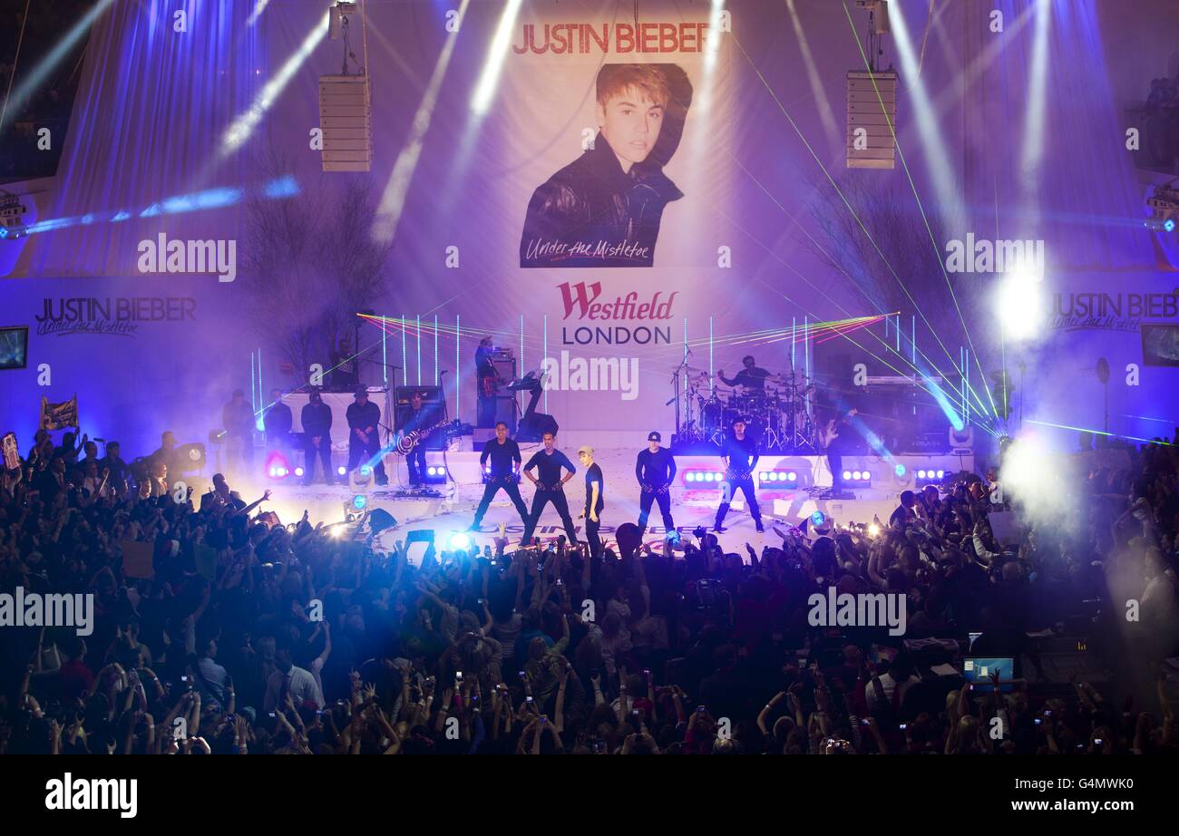 Justin Light Justin Bieber switches on Westfield Christmas Lights - London. s Bush ...