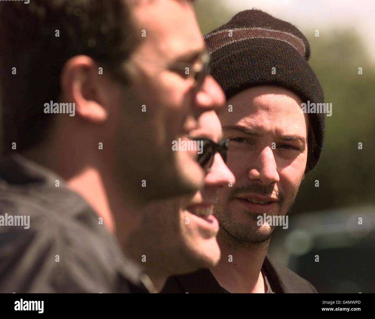 American film star Keanu Reeves arrives at the Glastonbury festival where he will be performing with his band 'Dogstar'. Stock Photo