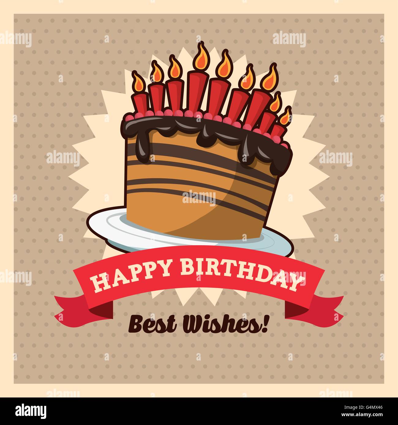 Happy Birthday design. Retro illustration. Colorfull graphic Stock