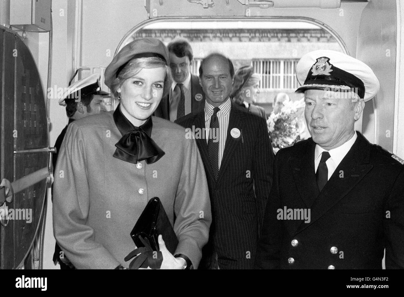 The Princess of Wales during a tour of P&O's new luxury liner, the Royal Princess, which she named in Southampton. Stock Photo