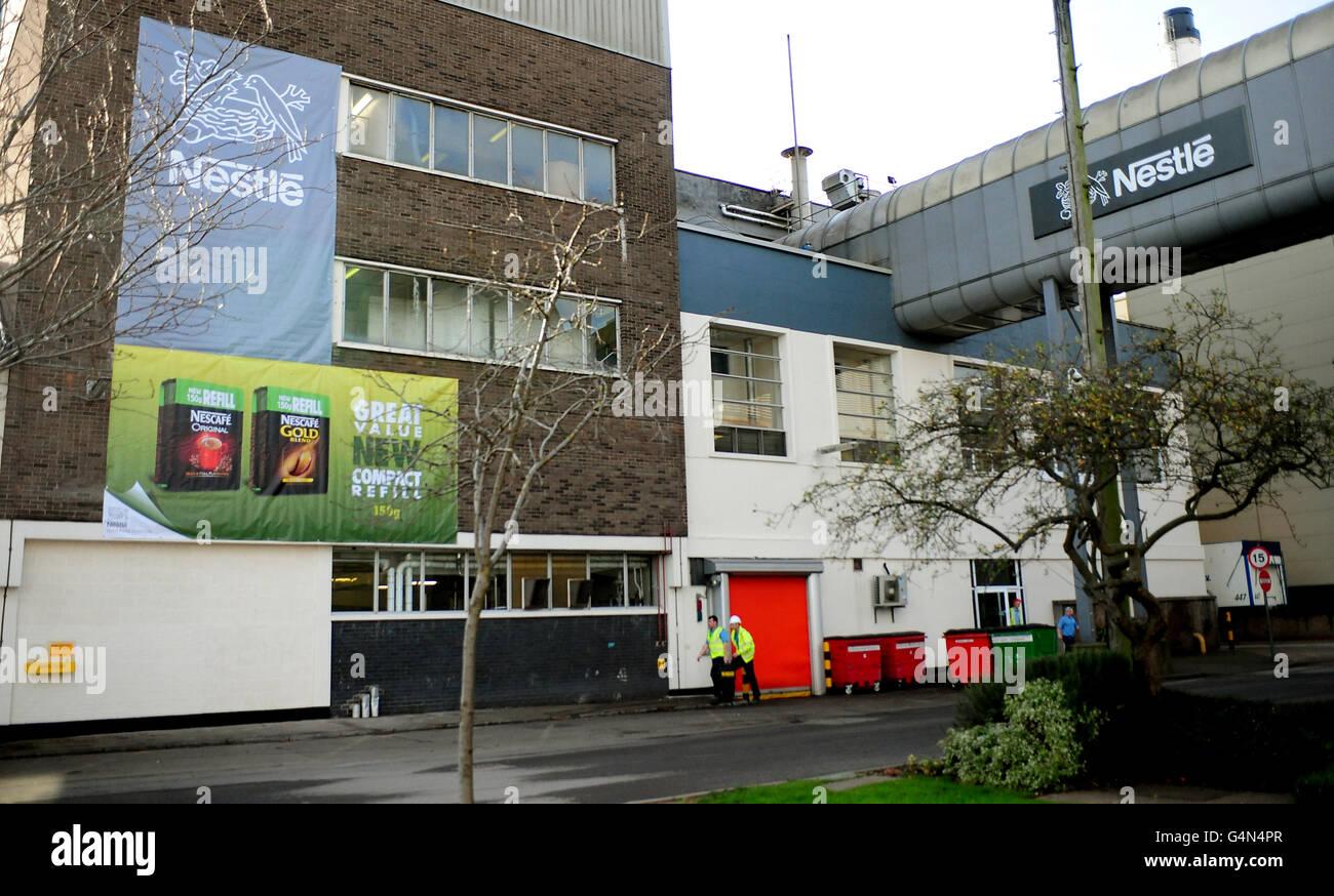 General View of Nestle Gusto factory in Tutbury, Staffordshire. Stock Photo