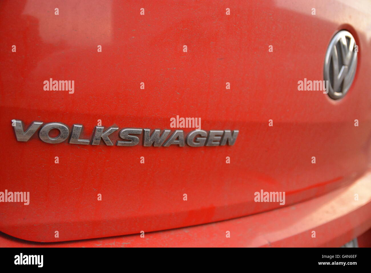 Mumbai, India - November 6, 2015 - Red Volkswagen car Stock Photo