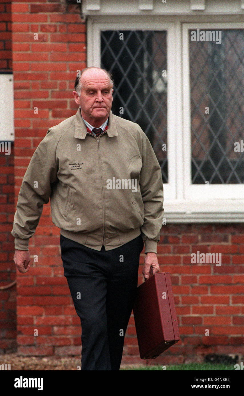 Major Ronald Ferguson leaves the Royal Berkshire Polo Club at Winkfield Stock Photo