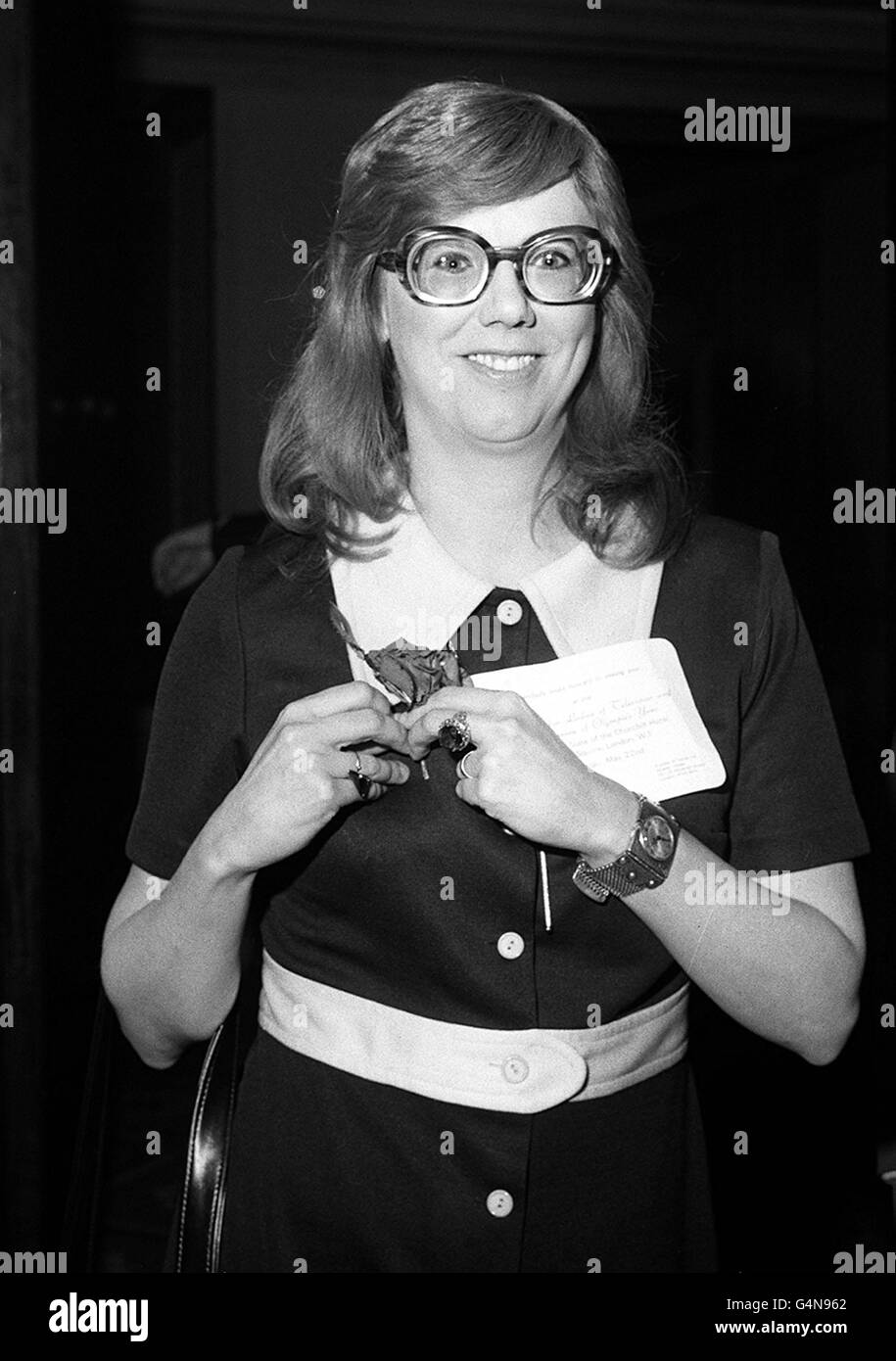 Actress Anna Karen, 'Olive' from the TV series 'On the Buses', at Churchill Hotel in Portman Square, London, for a luncheon given for television women and Sportswomen of the Olympics Year. Stock Photo