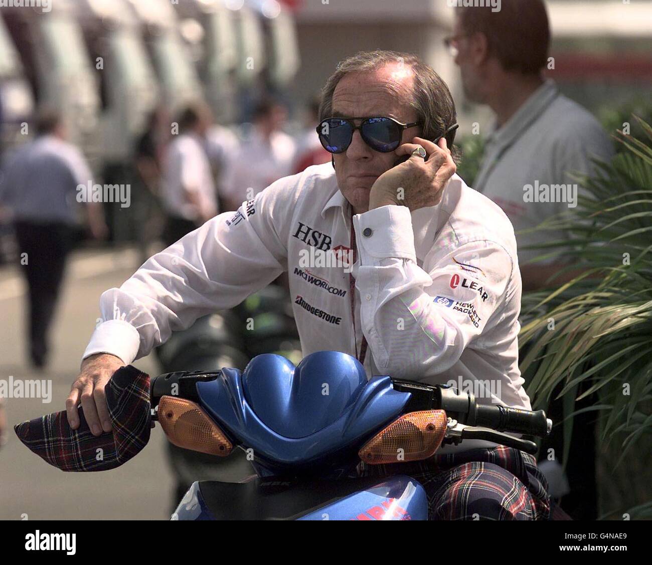 Former F1 World Champion and team boss of Stewart Ford, Jackie Stewart, at Silverstone where his team are preparing for the British Grand Prix. Stock Photo