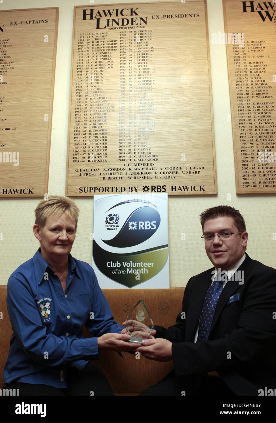 Moira Black with her volunteer of the month award presented by Steven ...