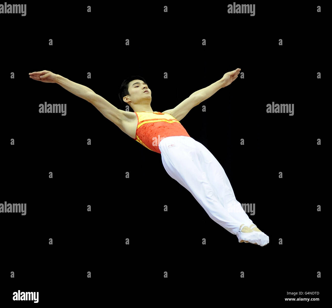 Gymnastics - 28th Trampoline and Tumbling World Championships 2011 - Day One - NIA. China's Tu Xiao Stock Photo