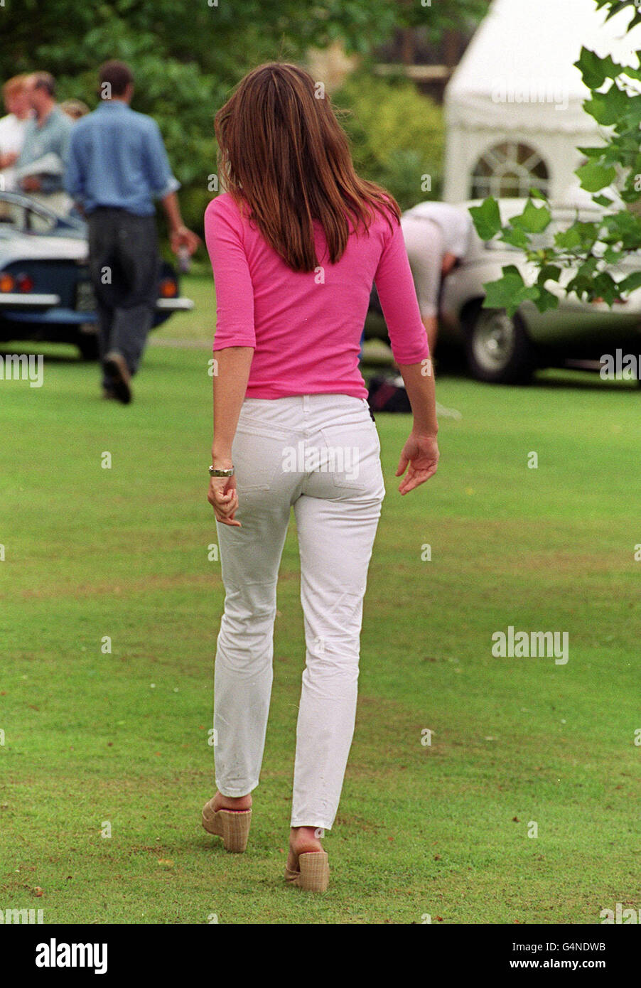 Actress Liz Hurley at the start of the Trivial Pursuit Rally at Sudeley Castle. Stock Photo