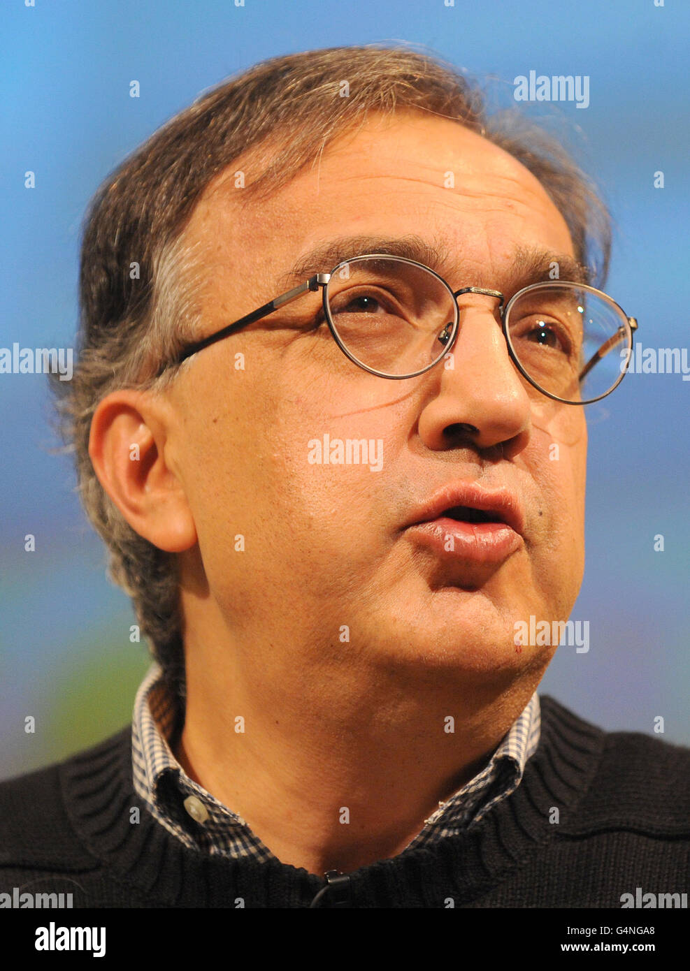 CEO of Fiat Spa and CEO & Chairman of Chrysler Group Sergio Marchionne speaks at the CBI conference, at the Grosvenor House hotel, in central London. Stock Photo