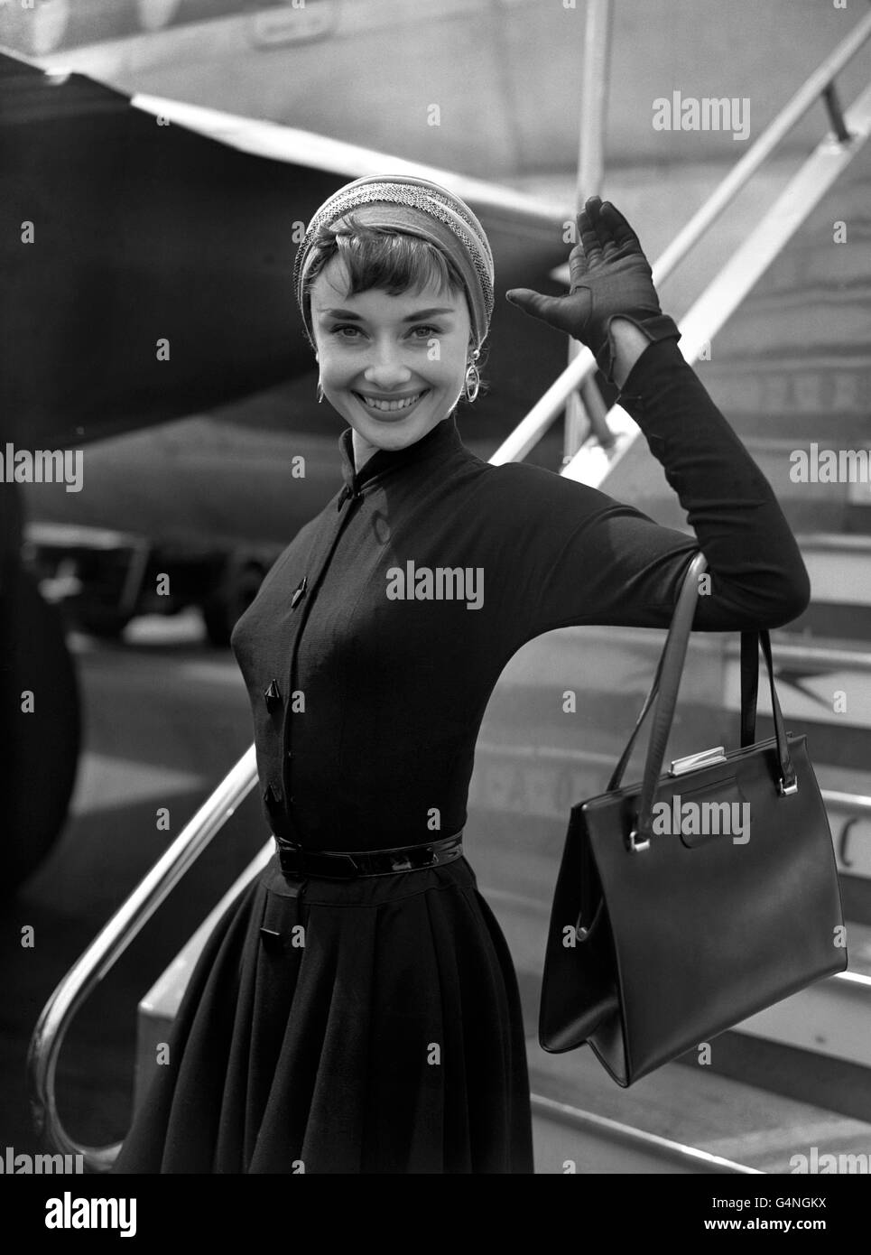 Audrey Hepburn - London Airport Stock Photo