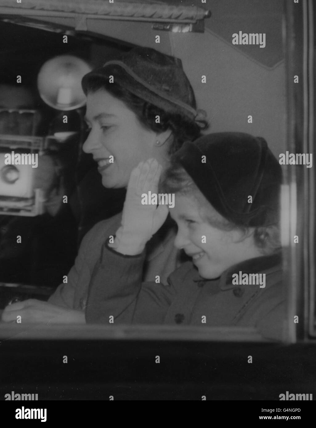 Queen Elizabeth II and Princess Anne drive from Buckingham Palace on