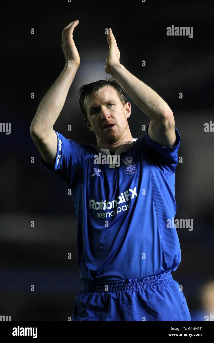 Soccer - npower Football League Championship - Birmingham City v Burnley - St Andrews. Birmingham City's Stephen Caldwell acknowledges the home support at the final whistle Stock Photo